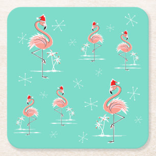 Dessous De Verre Carré Flamingo de Noël Multi coussin carré
