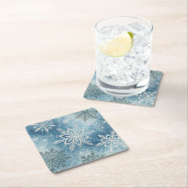 Dessous De Verre Carré Flammes de neige d'hiver Noël