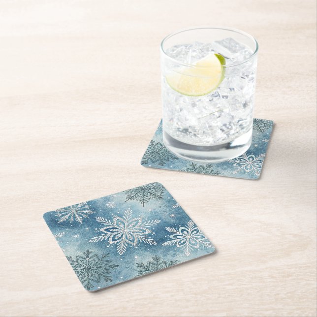 Dessous De Verre Carré Flammes de neige d'hiver Noël (En situation)