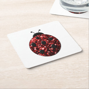 Dessous De Verre Carré Flammes de parties scintillant rouge foncé