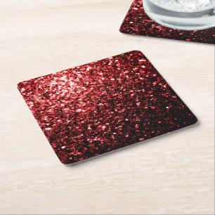 Dessous De Verre Carré Flamour rouge foncé Parties scintillant scintille 