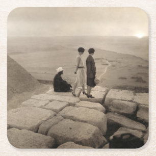 Dessous De Verre Carré Flapper Girls Sunrise Khufu Pyramid, Égypte 1920