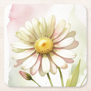 Dessous De Verre Carré Fleur Aquarelle Daisy Moderne Professionnelle