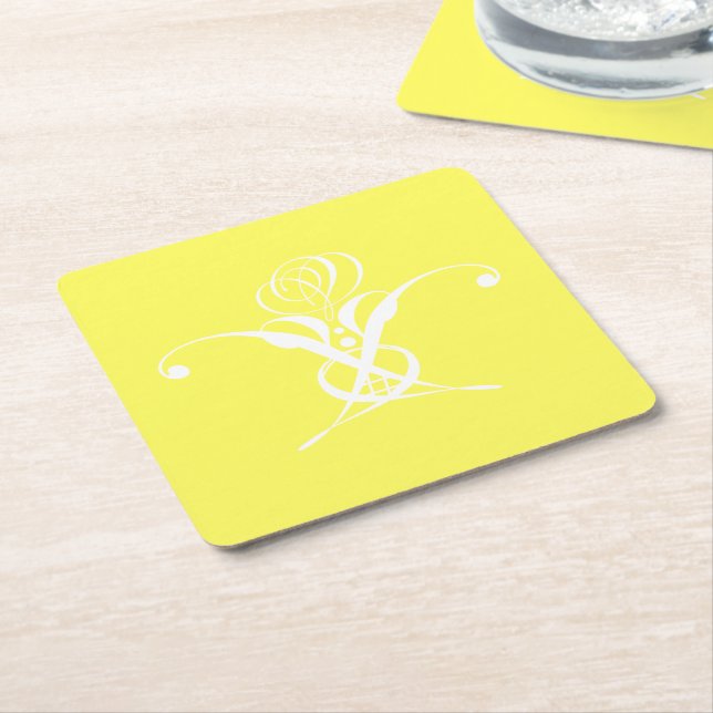 Dessous De Verre Carré Fleur blanche Pastel Jaune Pâques (Incliné)