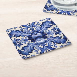 Dessous De Verre Carré Fleur Bleue Delft Ware