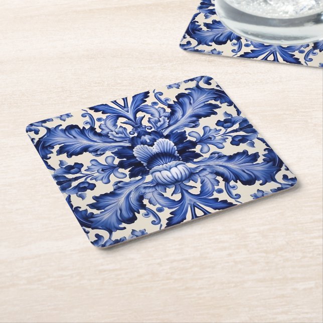 Dessous De Verre Carré Fleur Bleue Delft Ware (Incliné)