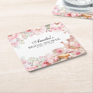 Dessous De Verre Carré Fleur d'après-midi rose pâle