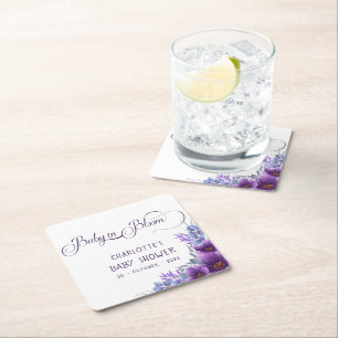 Dessous De Verre Carré Fleur de bébé en fleurs aquarelle bébé violet Show