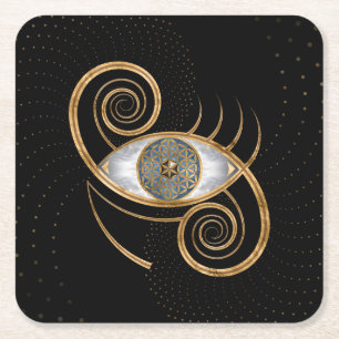 Dessous De Verre Carré Fleur de la vie - Ornement de la tourmente oculair