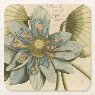 Dessous De Verre Carré Fleur de Lotus bleu sur l'arrière - plan bronzage