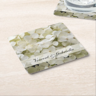 Dessous De Verre Carré Fleur de mariage d'hortensia blanc