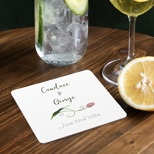 Dessous De Verre Carré Fleur de tulipe rose (Créateur téléchargé)