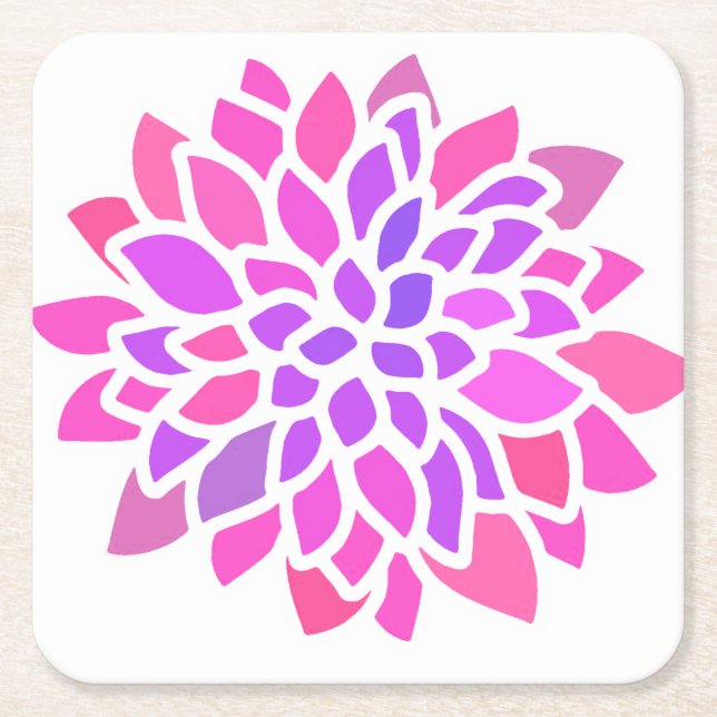 Dessous De Verre Carré Fleur Hippie rose Rétro Moderne (Devant)