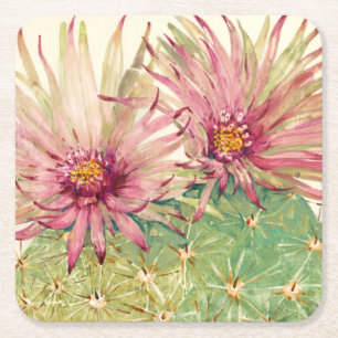 Dessous De Verre Carré Fleur rose de cactus