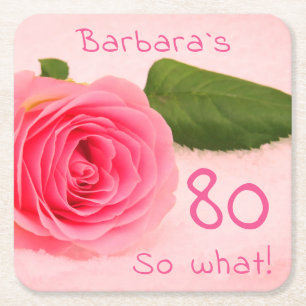 Dessous De Verre Carré Fleur rose rose Inspirationnel 80e anniversaire