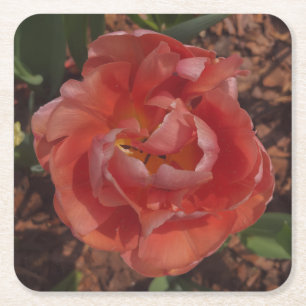 Dessous De Verre Carré fleur rouge