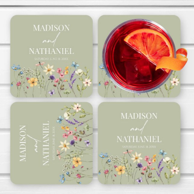 Dessous De Verre Carré Fleur sauvage Fleur Fleur Flore Jardin Mariage (Créateur téléchargé)