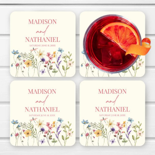 Dessous De Verre Carré Fleur sauvage Fleur Fleur Flore Jardin Mariage (Créateur téléchargé)