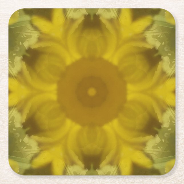 Dessous De Verre Carré Fleur soleil éclate dorée (Devant)