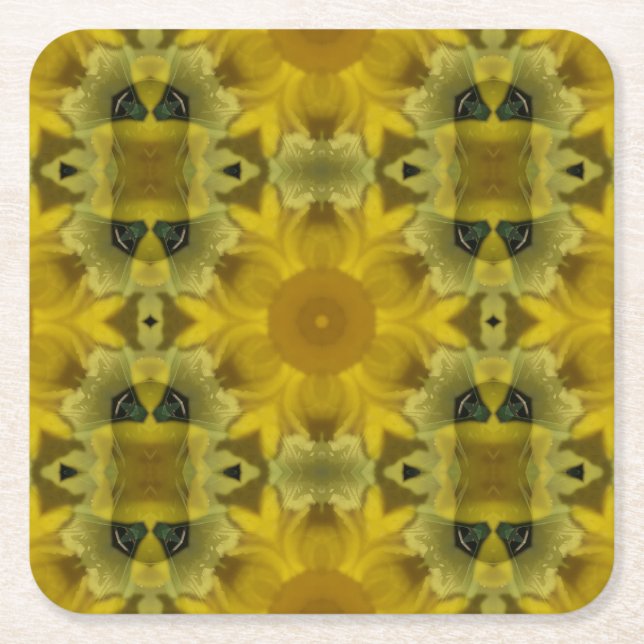 Dessous De Verre Carré Fleur soleil éclate dorée (Devant)