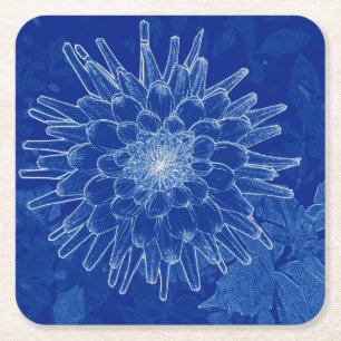 Dessous De Verre Carré fleur sur bleu