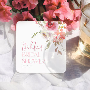 Dessous De Verre Carré Fleurs à l'aquarelle Élégante douche de mariée