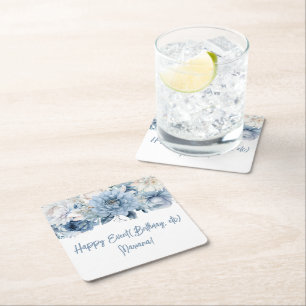 Dessous De Verre Carré Fleurs Bleu Poussiéreux Floral Fête