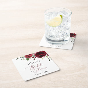 Dessous De Verre Carré Fleurs Bourgognes, Fleurs Rouges, Boho, Fête des m