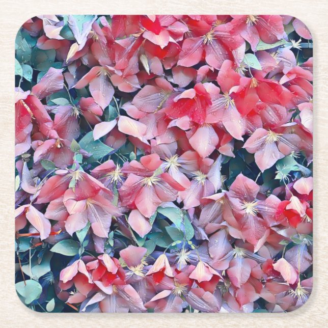 Dessous De Verre Carré Fleurs Clematis (Devant)
