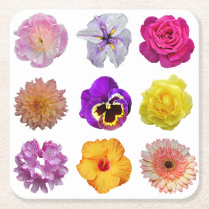 Dessous De Verre Carré Fleurs colorées
