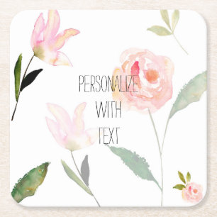 Dessous De Verre Carré Fleurs d'aquarelle romantique du jardin