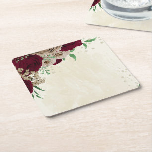 Dessous De Verre Carré Fleurs de champagne de Bourgogne mariage
