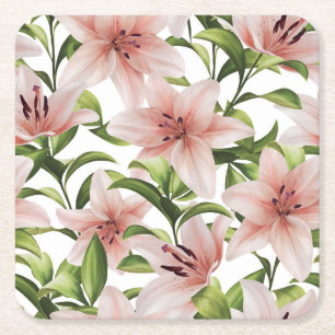 Dessous De Verre Carré Fleurs de lys. Modèle floral