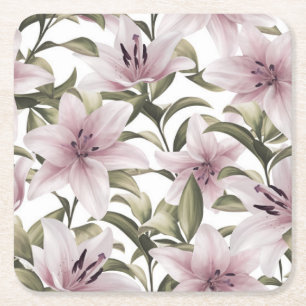 Dessous De Verre Carré Fleurs de lys. Modèle floral