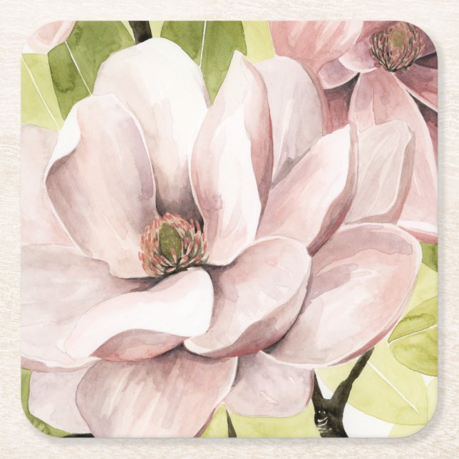 Dessous De Verre Carré Fleurs de Magnolia rousses (Devant)