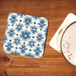 Dessous De Verre Carré Fleurs de mariage du milieu du siècle   Impression