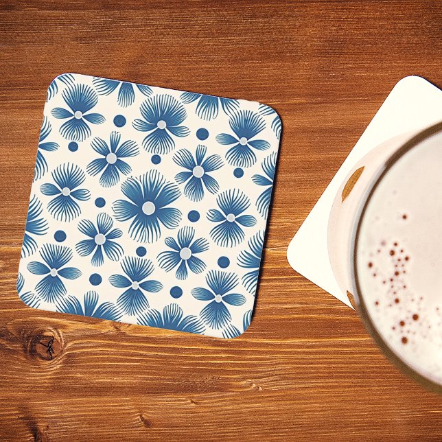 Dessous De Verre Carré Fleurs de mariage du milieu du siècle | Impression (Créateur téléchargé)