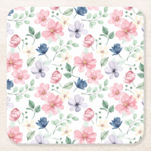 Dessous De Verre Carré Fleurs de printemps et Motif Feuille