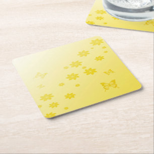 Dessous De Verre Carré Fleurs de soleil sur papillons