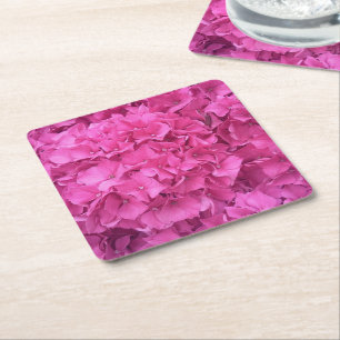 Dessous De Verre Carré Fleurs d'hortensia rose vif