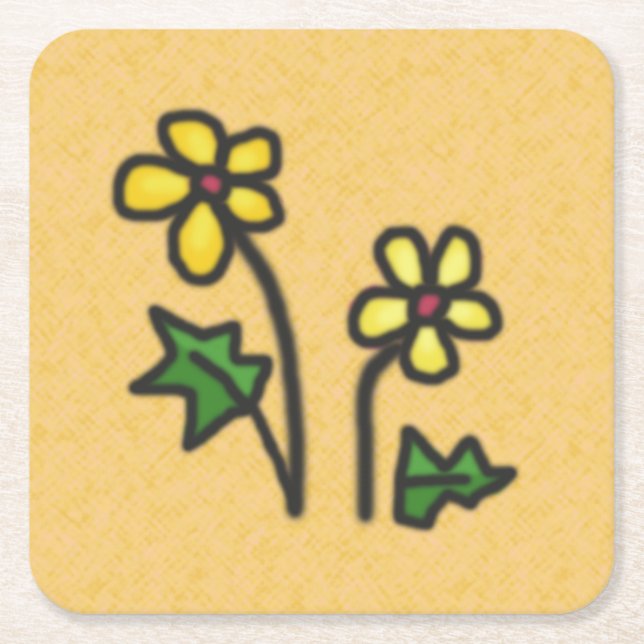 Dessous De Verre Carré Fleurs douces Jaune (Devant)