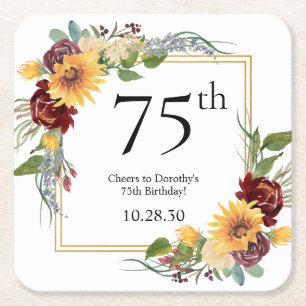 Dessous De Verre Carré Fleurs du soleil pour 75e anniversaire