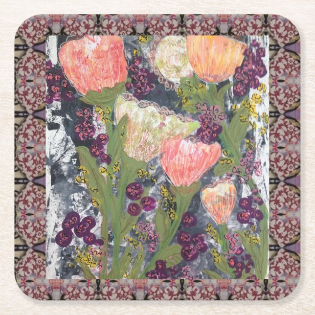 Dessous De Verre Carré Fleurs et baies (Devant)