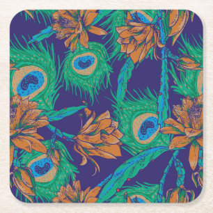 Dessous De Verre Carré Fleurs et plumes