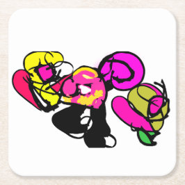 Dessous De Verre Carré Fleurs flamingo roses et joie