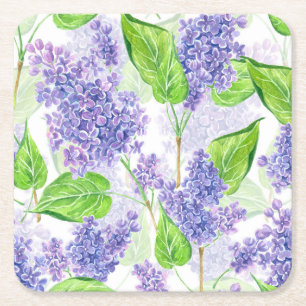 Dessous De Verre Carré Fleurs lilas aquarelles