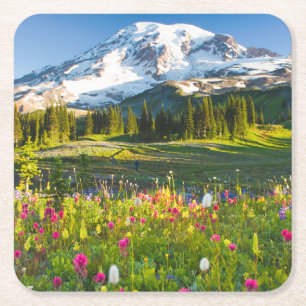 Dessous De Verre Carré Fleurs   Mt. Rainier Fleurs sauvages