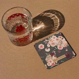 Dessous De Verre Carré Fleurs Pastel Modernes & Cadeau Personnalisé Kraft