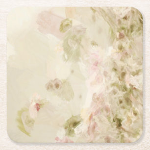 Dessous De Verre Carré Fleurs Pastel Rose