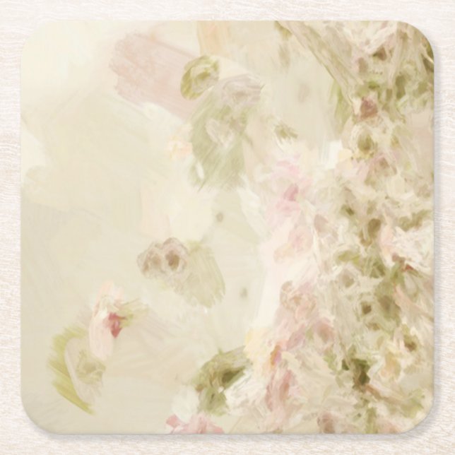 Dessous De Verre Carré Fleurs Pastel Rose (Devant)